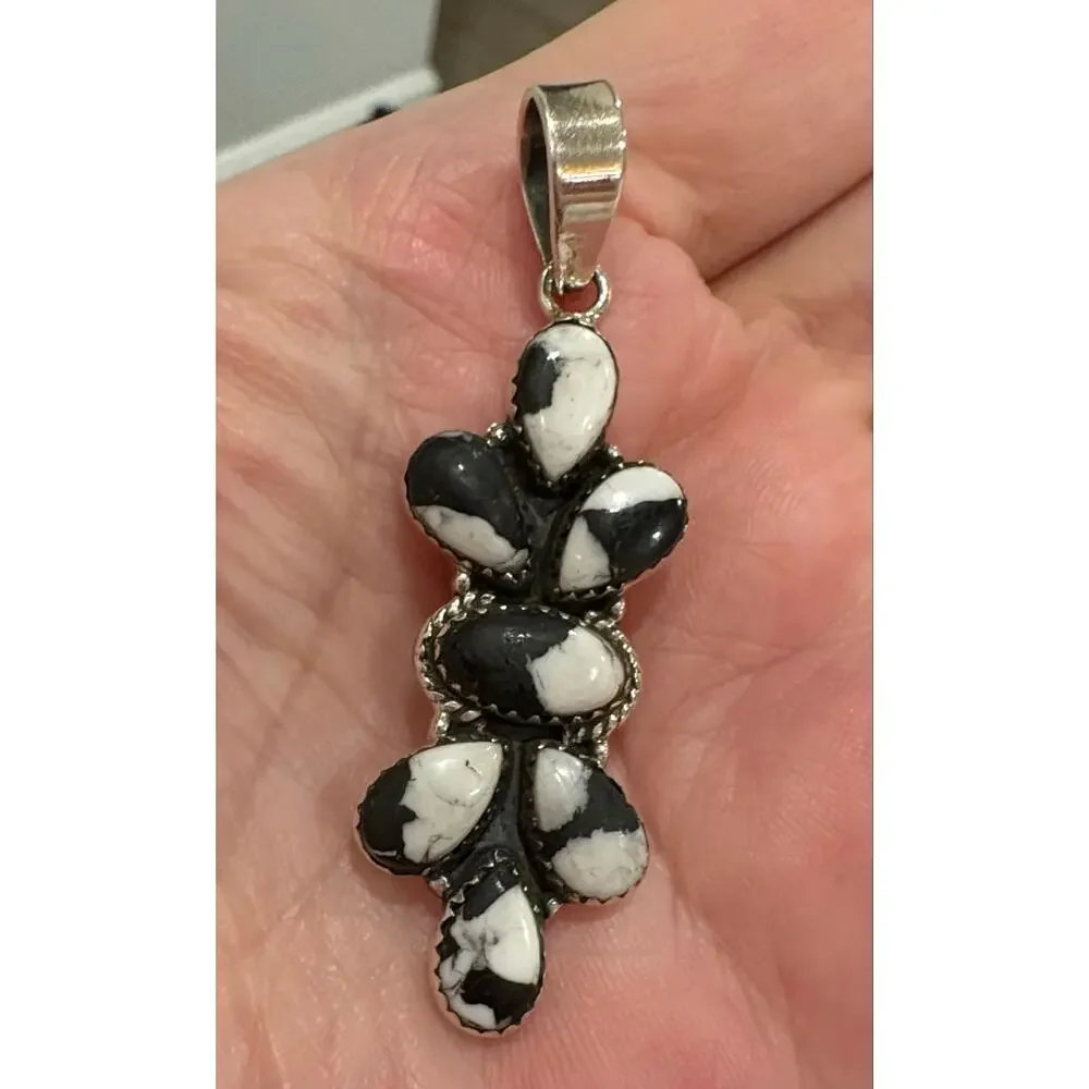 HUGE! white Buffalo Cluster Teardop Pendant 2.25” Long - Picture 3 of 5